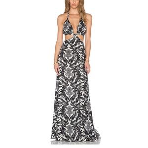 Raga Blackbird Cutout Maxi Dress in Black & White